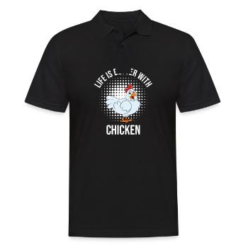 Drôle de poulet disant poulet - Polo Homme - noir - Devant - Kai (181cm)