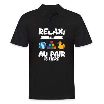 Au Pair Fille Maternelle Nounou - Polo Homme - noir - Devant - Kai (181cm)