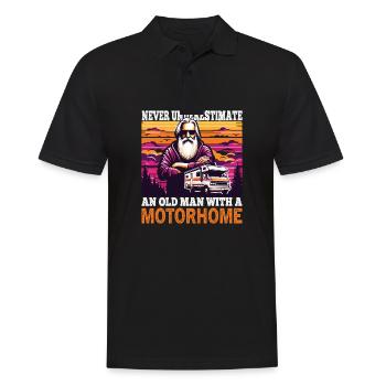 Never underestimate an old man with a motorhome - Männer Poloshirt - Schwarz - Vorne - Kai (181cm)