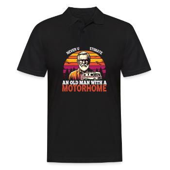 Never underestimate an old man with a motorhome - Männer Poloshirt - Schwarz - Vorne - Kai (181cm)