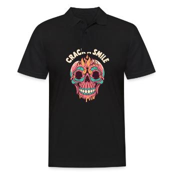 Skulls Crack A Smile Totenkopf Skull - Männer Poloshirt - Schwarz - Vorne - Kai (181cm)