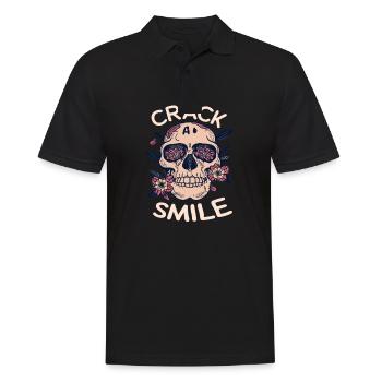 Skulls Crack A Smile Totenkopf Skull - Männer Poloshirt - Schwarz - Vorne - Kai (181cm)
