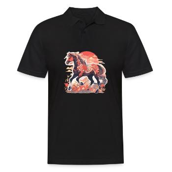 Cheval chevaux jument Folen équitation cavalier cadeau - Polo Homme - noir - Devant - Kai (181cm)