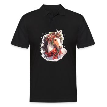 Cheval, Chevaux, Noël, Équitation, Sports équestres - Polo Homme - noir - Devant - Kai (181cm)