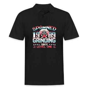 Spawned 1989 Grinding Since Level One Funny Gamer - Männer Poloshirt - Schwarz - Vorne - Kai (181cm)