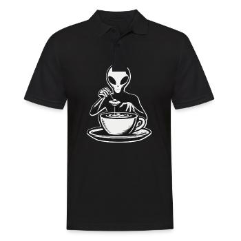 Alien Barista Silhouette avec UFO Coffee - Polo Homme - noir - Devant - Kai (181cm)