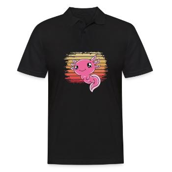 Süßes Axolotl Lustiges Axolotl - Männer Poloshirt - Schwarz - Vorne - Kai (181cm)