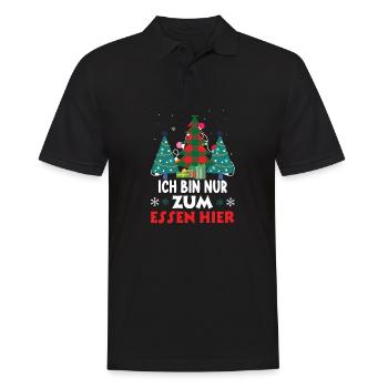 Ich bin nur zum essen hier Heiligabend - Männer Poloshirt - Schwarz - Vorne - Kai (181cm)