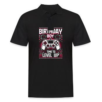 Funny Gamer Birthday Boy Il est temps de passer au niveau supérieur - Polo Homme - noir - Devant - Kai (181cm)
