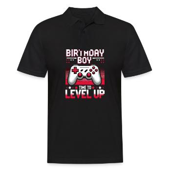 Funny Gamer Birthday Boy Il est temps de passer au niveau supérieur - Polo Homme - noir - Devant - Kai (181cm)
