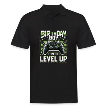 Funny Gamer Birthday Boy Il est temps de passer au niveau supérieur - Polo Homme - noir - Devant - Kai (181cm)