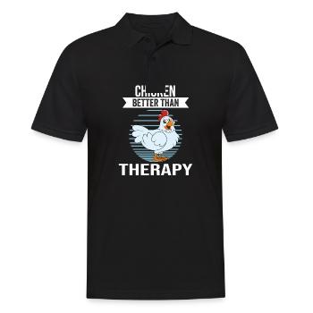 Lustiger Hühner Spruch Huhn - Männer Poloshirt - Schwarz - Vorne - Kai (181cm)