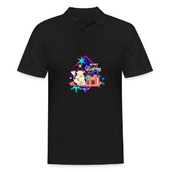 Verärgerte Katze am Baum - Männer Poloshirt - Schwarz - Vorne - Kai (181cm)