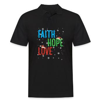 Faith Hope Love Religious Family Christmas Santa - Men's Polo Shirt - black - Front - Kai (181cm)
