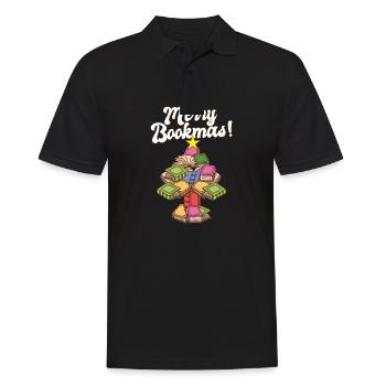 Joyeux Bookmas rat de bibliothèque arbre de Noël amateur de livre - Polo Homme - noir - Devant - Kai (181cm)