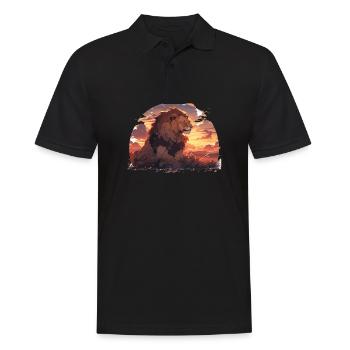 Lion, Chat Sauvage, Tête De Lion, Lion, Bébé, Gros Chat - Polo Homme - noir - Devant - Kai (181cm)