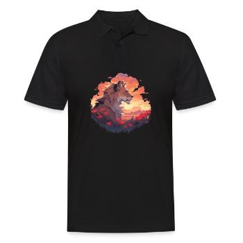 Lion, Chat Sauvage, Tête De Lion, Lion, Bébé, Gros Chat - Polo Homme - noir - Devant - Kai (181cm)