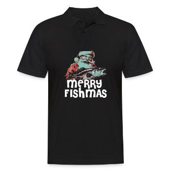 Drôle Père Noël Pêche Merry Fishmas Noël - Polo Homme - noir - Devant - Kai (181cm)