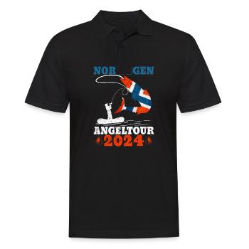 Angeltour Norwegen 2024 Angeltrip - Männer Poloshirt - Schwarz - Vorne - Kai (181cm)