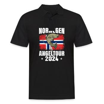 Angeltour Norwegen 2024 Angelurlaub - Männer Poloshirt - Schwarz - Vorne - Kai (181cm)