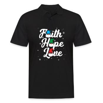 Religious Family Faith Hope Love Christmas Gnome - Men's Polo Shirt - black - Front - Kai (181cm)
