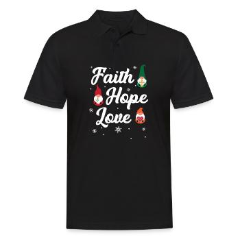 Faith Hope Love Religious Family Christmas Gnome - Men's Polo Shirt - black - Front - Kai (181cm)