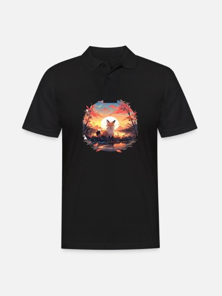 Fuchs Füchse Fuchs Kinder Fuchs Baby Tier Wald - Männer Poloshirt - Schwarz