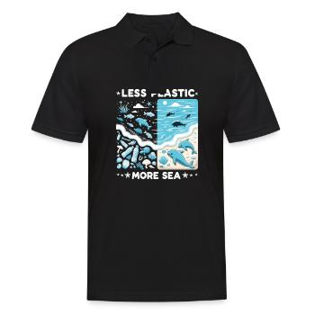 Less Plastic More Sea Umwelt Umweltschützer - Männer Poloshirt - Schwarz - Vorne - Kai (181cm)