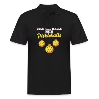 Pickleball Player Coach Christmas Balls Deck The - Männer Poloshirt - Schwarz - Vorne - Kai (181cm)