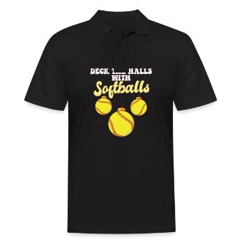 Softball Player Catcher Christmas Balls Deck The - Männer Poloshirt - Schwarz - Vorne - Kai (181cm)