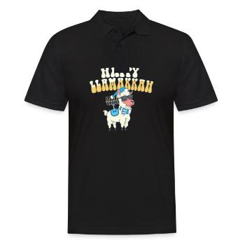 Jewish Hanukkah Happy Llamakkah Chrismukkah Llama - Men's Polo Shirt - black - Front - Kai (181cm)