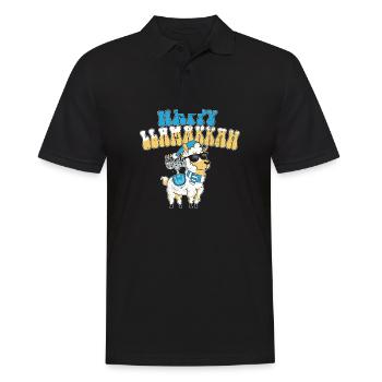 Hanukkah Jewish Costume Happy Llamakkah Llama - Men's Polo Shirt - black - Front - Kai (181cm)