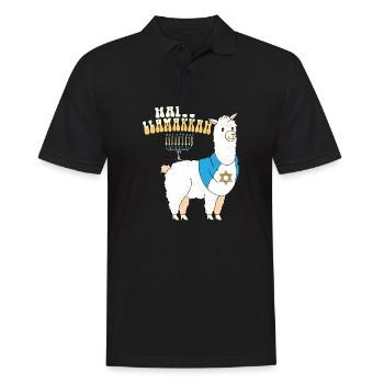Happy Llamakkah Hanukkah Jewish Chrismukkah Llama - Men's Polo Shirt - black - Front - Kai (181cm)