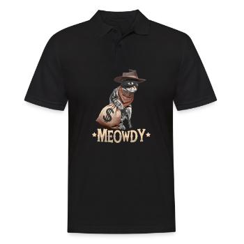 Miaousseux pays Cowboy Vintage Western chat - Polo Homme - noir - Devant - Kai (181cm)