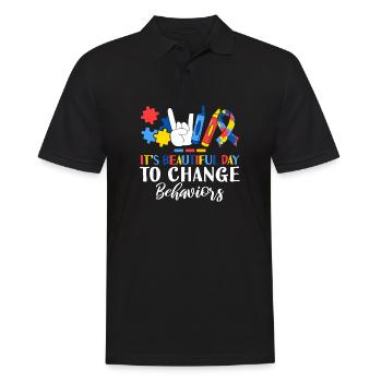 It's Beautiful Day To Change Behaviors ABA - Men's Polo Shirt - black - Front - Kai (181cm)