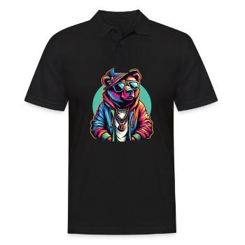 Bär Bären Bärenkopf Bär Braunbär Bären - Männer Poloshirt - Schwarz - Vorne - Kai (181cm)