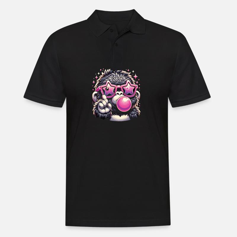 Gorilla mit Sonnenbrille - Männer Poloshirt - Schwarz
