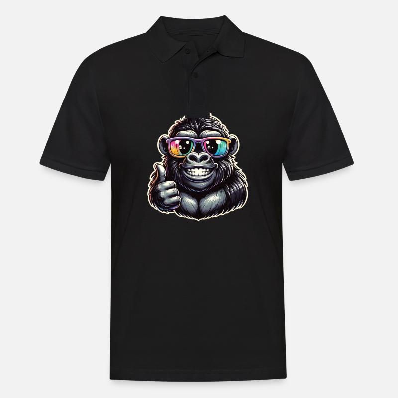 Gorilla mit Sonnenbrille - Männer Poloshirt - Schwarz