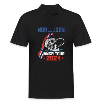 Norwegen Angeltour 2024 Angeln in Norwegen - Männer Poloshirt - Schwarz - Vorne - Kai (181cm)