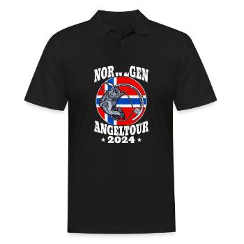 Norwegen Angeltour 2024 Angeln in Norwegen - Männer Poloshirt - Schwarz - Vorne - Kai (181cm)