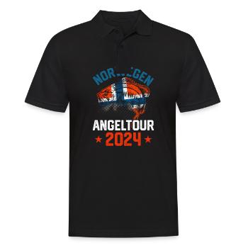 Norwegen Angeln Angelurlaub 2024 Angeltrip - Männer Poloshirt - Schwarz - Vorne - Kai (181cm)