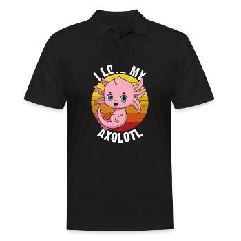 Ich Liebe Meine Axolotl Im Retro - Männer Poloshirt - Schwarz - Vorne - Kai (181cm)
