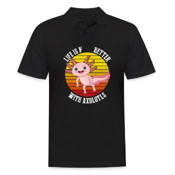 Das Leben Ist Mit Axolotls Im Retro Viel Besser - Männer Poloshirt - Schwarz - Vorne - Kai (181cm)