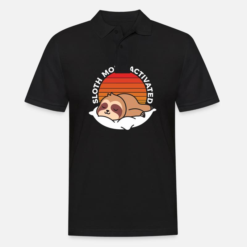 Sloth mode enabled in retro - Men's Polo Shirt - black