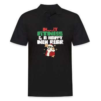 Merry Fitness And A Happy New Rear Christmas Gym - Männer Poloshirt - Schwarz - Vorne - Kai (181cm)