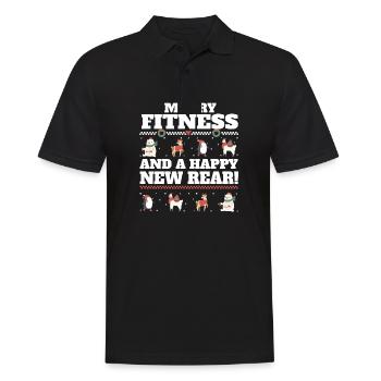 Merry Fitness And A Happy New Rear Christmas Gym - Männer Poloshirt - Schwarz - Vorne - Kai (181cm)