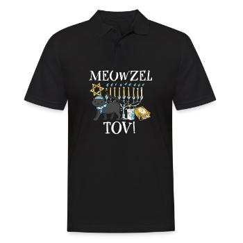 Jewish Happy Hanukkah Meowzel Tov Cat Mom Dad - Männer Poloshirt - Schwarz - Vorne - Kai (181cm)