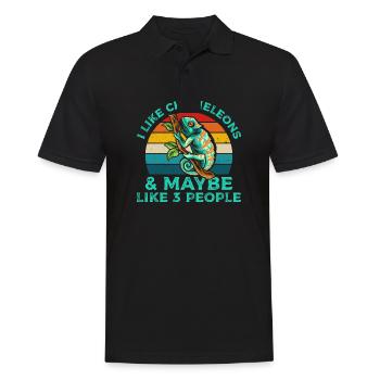 J’aime les caméléons T-shirt rétro - Polo Homme - noir - Devant - Kai (181cm)