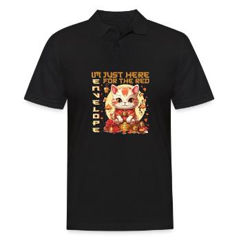 Chat porte-bonheur du Nouvel An chinois juste ici pour le - Polo Homme - noir - Devant - Kai (181cm)