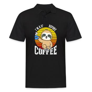 I'm a sloth in front of coffee at retro - Men's Polo Shirt - black - Front - Kai (181cm)